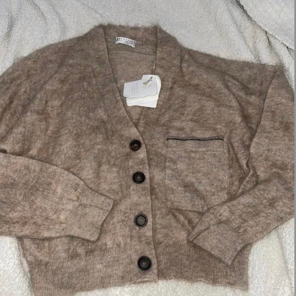 Brunello Cucinelli Sweaters - brunello cucinelli womens natural mohair and wool blend cardigan